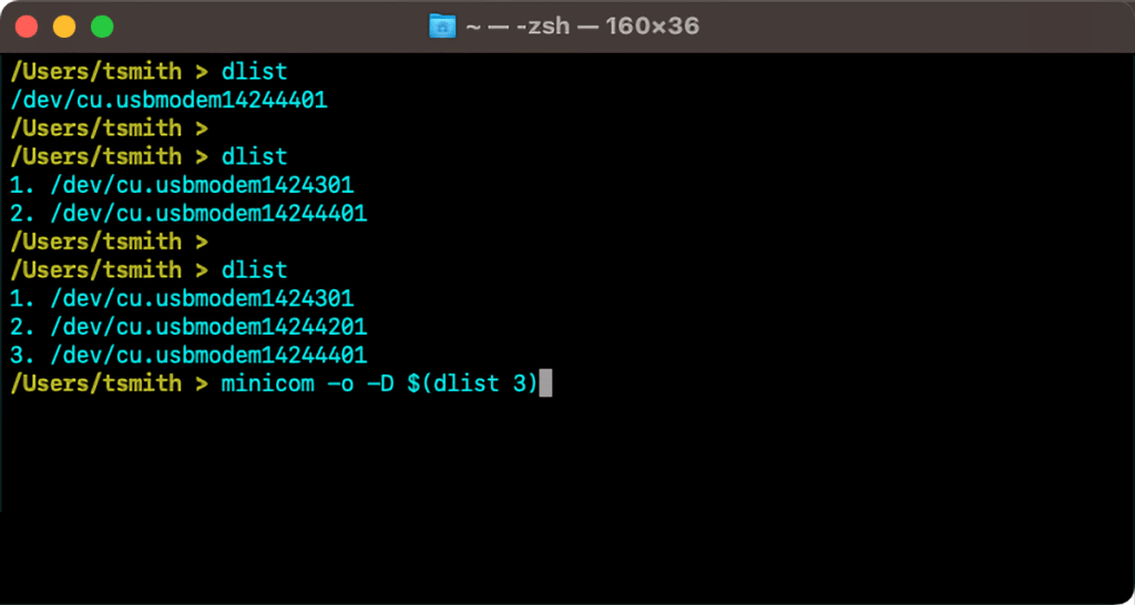 Running the script: dlist in action