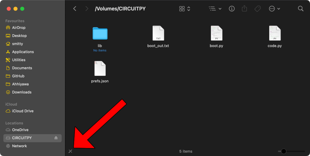 In Flash mode, the CIRCUITPY disk is locked, but the app can write to Flash 
