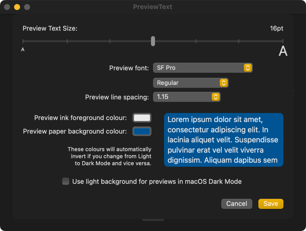 Set your preview preferences