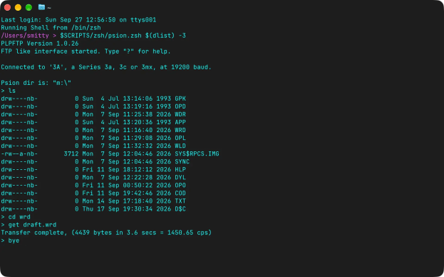The psion.zsh script in action